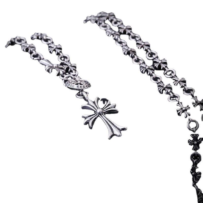 Chrome Hearts Sterling Silver Cross Pendant Necklace